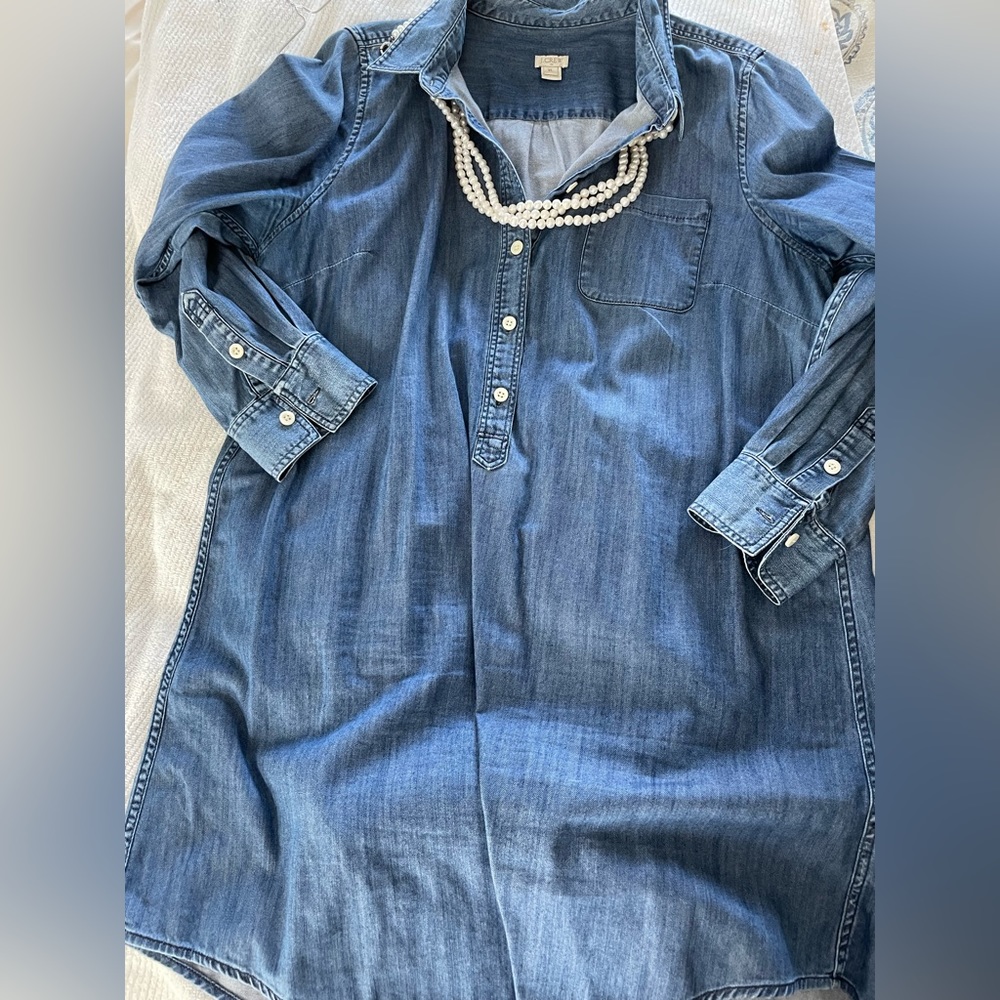 💙 👖 J. Crew Denim Jean Shift Shirt Dress - XL